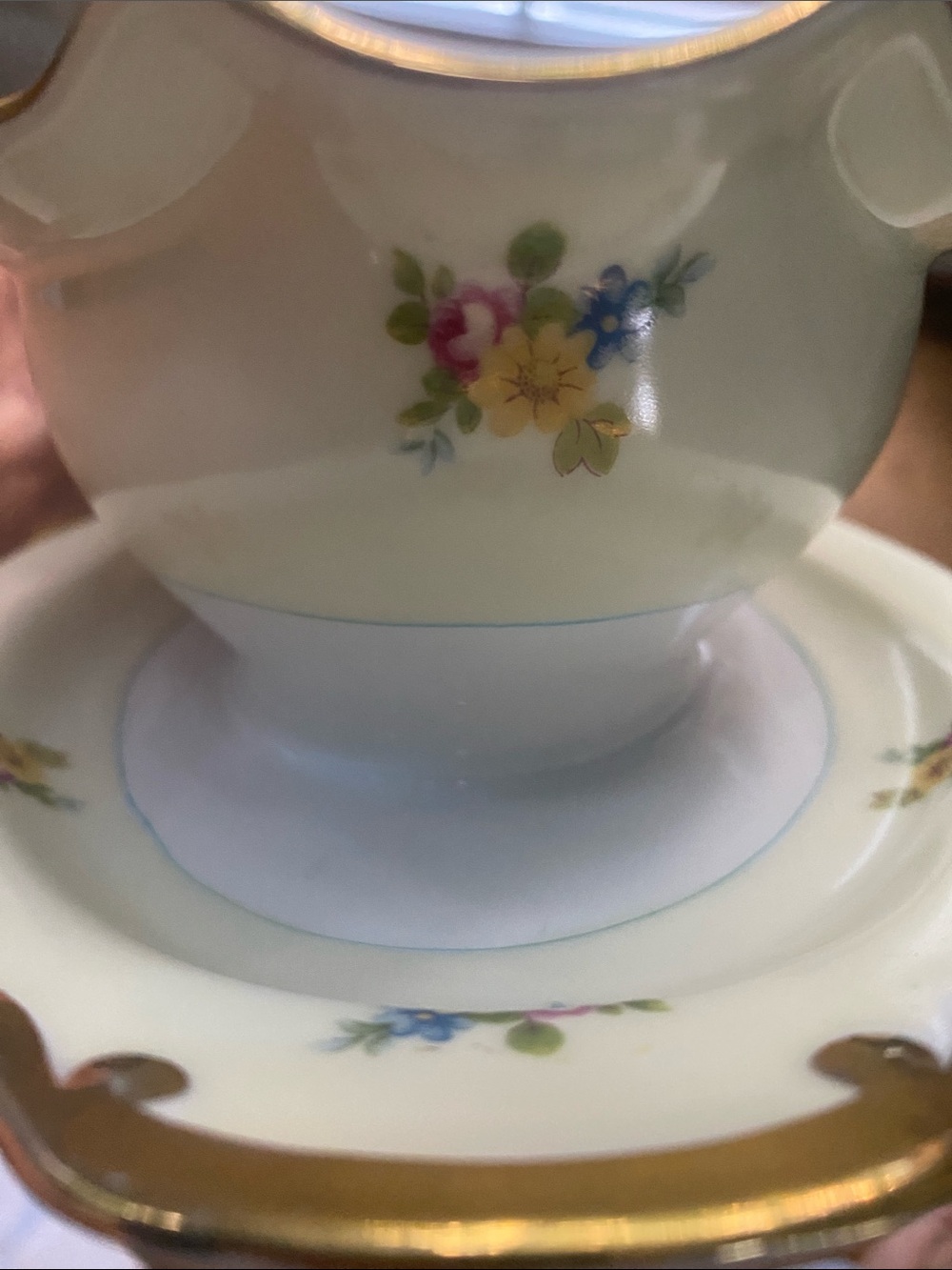 Vintage hand painted Transor Ware Japan gravy boat with attached underplot - Picture 12 of 14